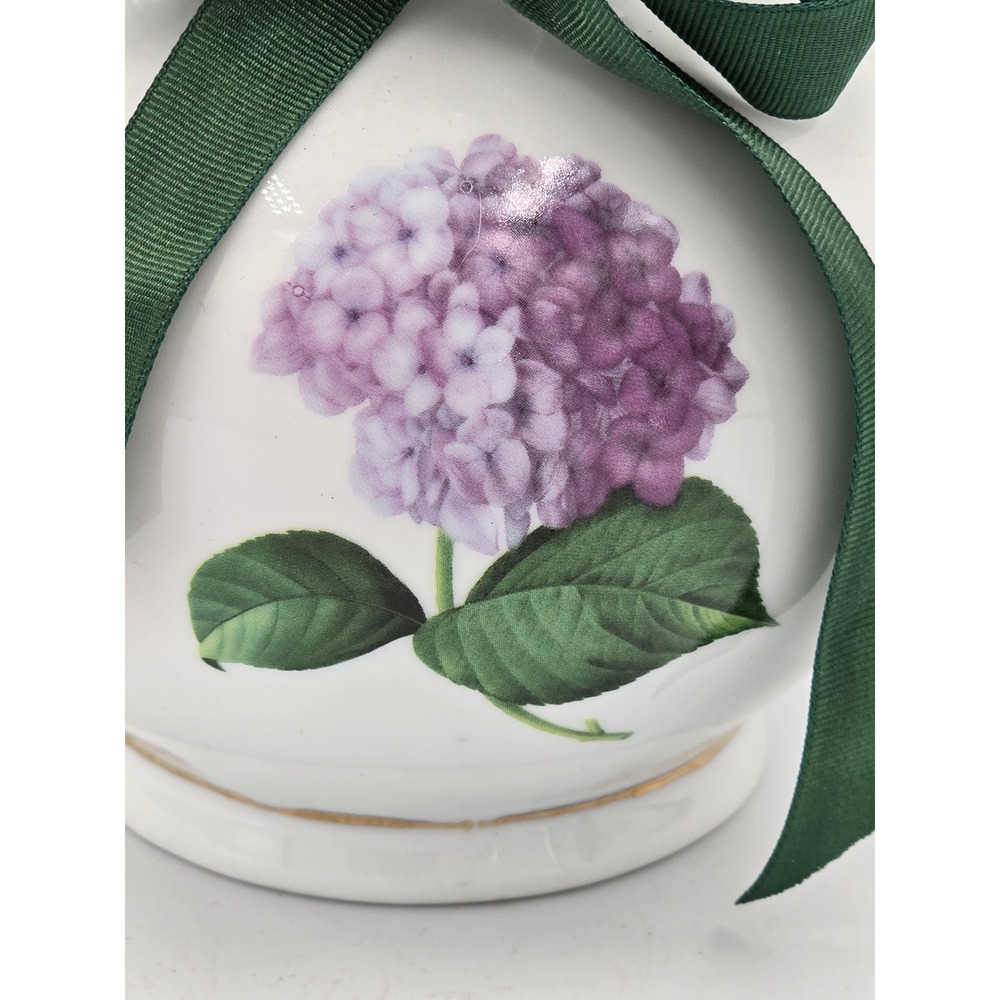 Purple Hydrangea Porcelain Flower Vase Gold Trim Lattice‎ Neck - Picture 11 of 14
